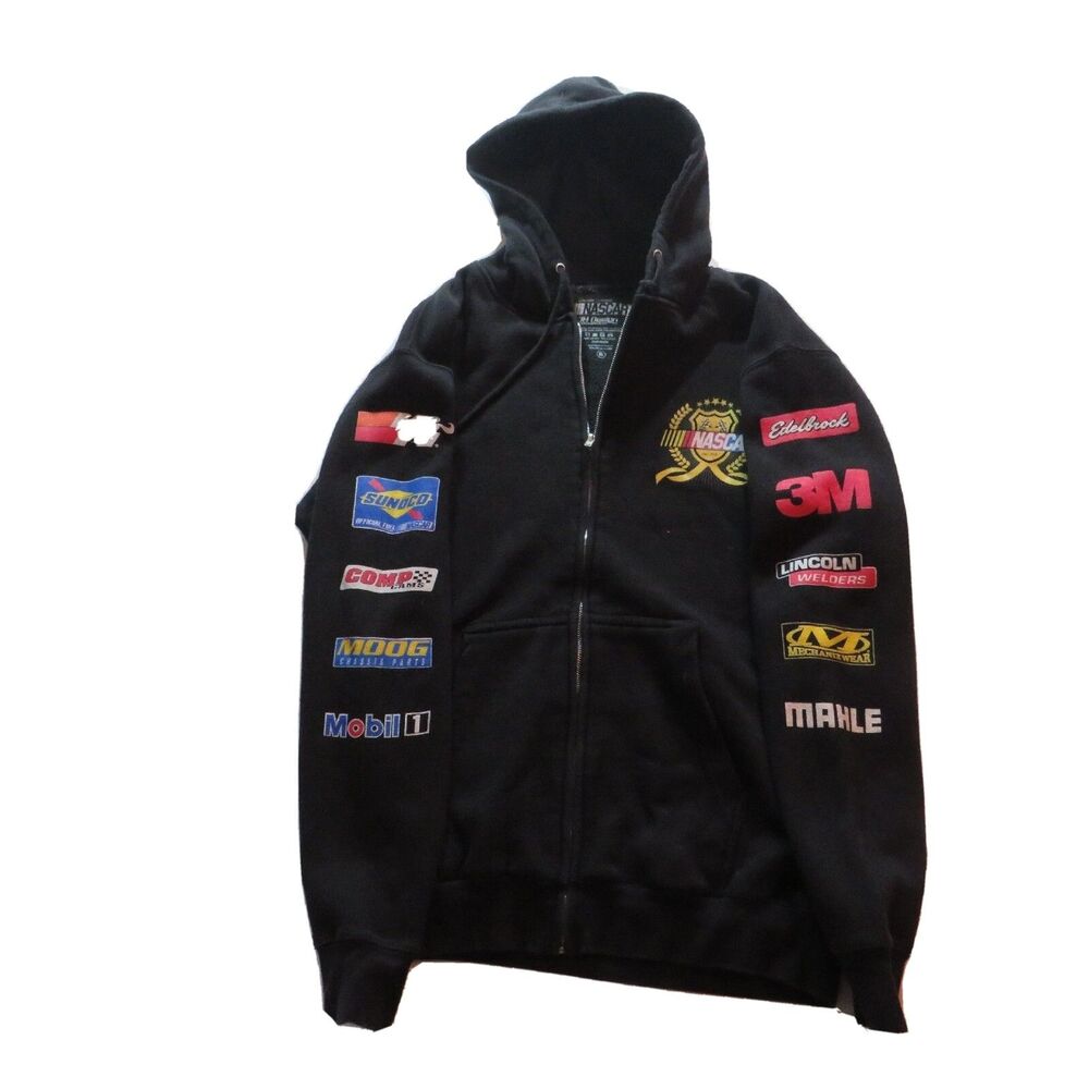 NASCAR Men's Black XL Hooded Jacket Full Zip Hoodie
